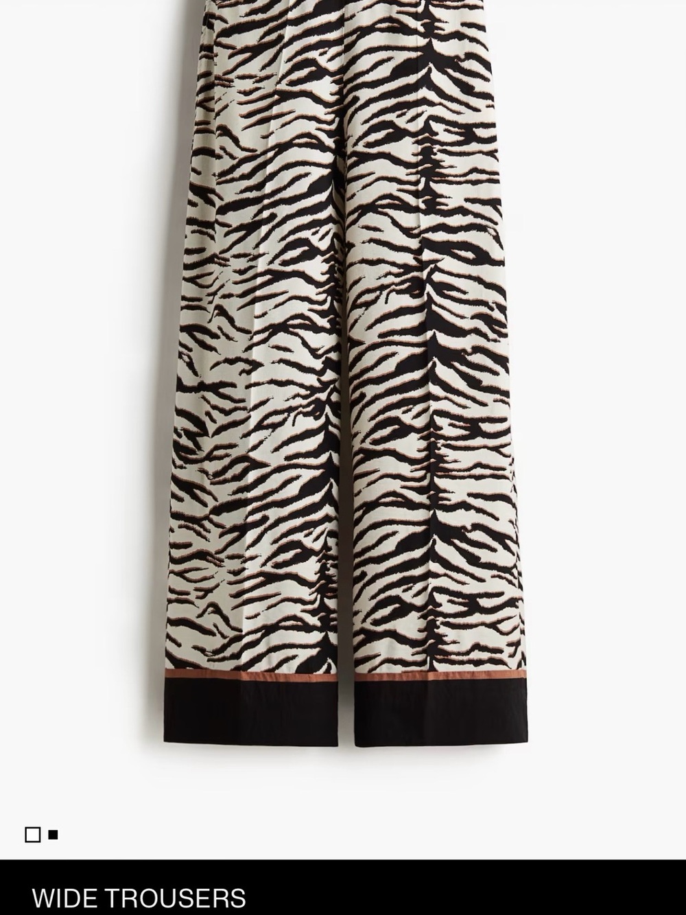 H&M Black and Cream Wide-Leg Zebra Trousers
